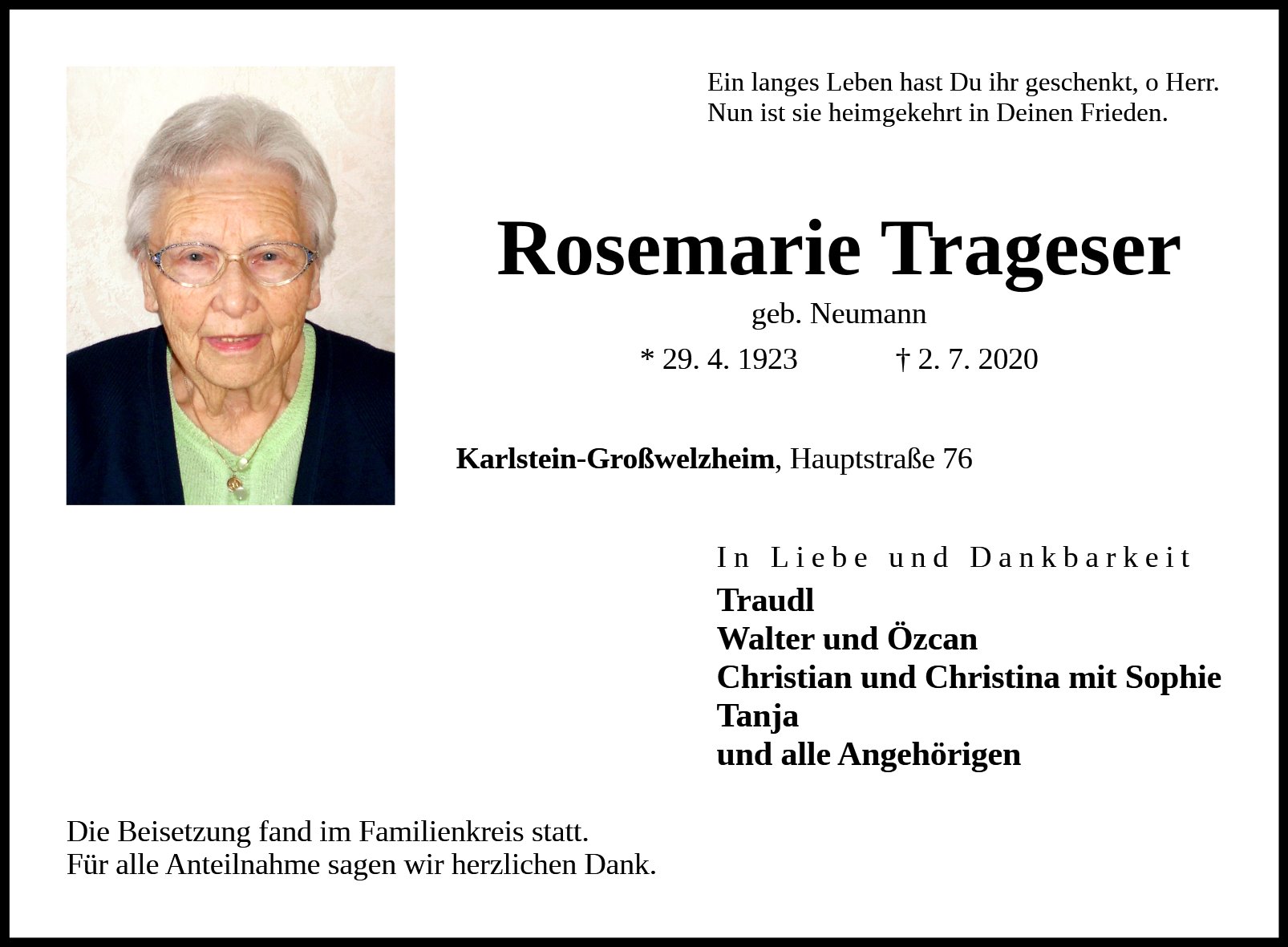 Rosemarie Trageser - Pietät Eckhard Unger